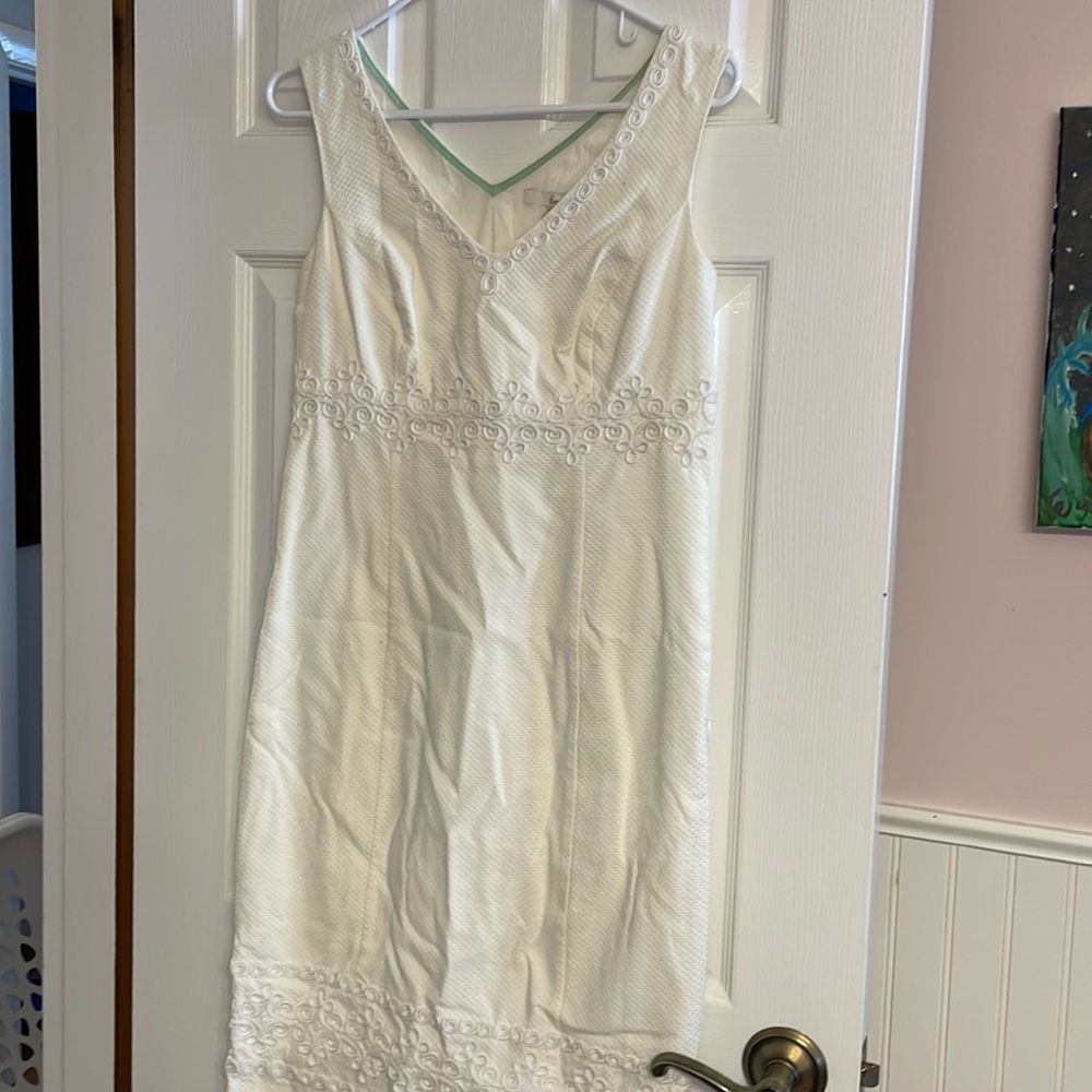 Biden white dress, lace inset
